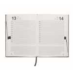 Notebook with perpetual daily planner, matching bookmark, A5 black colour fifth view