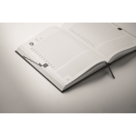 Notebook with perpetual daily planner, matching bookmark, A5 black colour photographic view