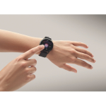 Waterproof wireless smartwatch, silicone strap black colour third photographic view
