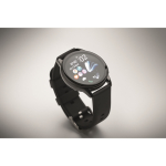 Waterproof wireless smartwatch, silicone strap black colour fourth photographic view