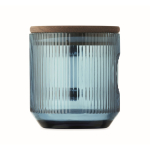 Original ribbed glass mug, acacia wood lid, 300 ml transparent blue colour fifth view