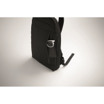 RPET and PU laptop backpack, luggage strap, 16'' black colour photographic view