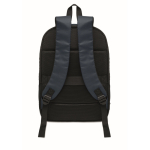 RPET and PU laptop backpack, luggage strap, 16'' blue colour fifth view