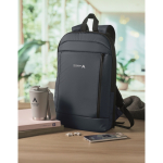 RPET and PU laptop backpack, luggage strap, 16'' blue colour main ambient view