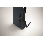 RPET and PU laptop backpack, luggage strap, 16'' blue colour photographic view