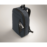 RPET and PU laptop backpack, luggage strap, 16'' blue colour photographic view