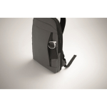 RPET and PU laptop backpack, luggage strap, 16'' dark grey colour photographic view