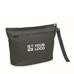 RPET document bag, strap, water-resistant black colour view with print area