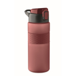 RPET bottle, flip lid, straw included, 500 ml burgundy colour