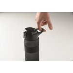 RPET bottle, flip lid, straw included, 500 ml black colour seventh photographic view