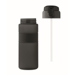 RPET bottle, flip lid, straw included, 500 ml black colour ninth view