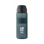 RPET bottle, flip lid, straw included, 500 ml navy-blue colour view with print area