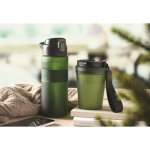 RPET bottle, flip lid, straw included, 500 ml dark green colour ambient view