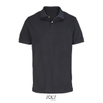 Men’s combed cotton polo, short sleeve, 2 buttons black colour