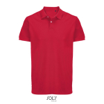 Men’s combed cotton polo, short sleeve, 2 buttons red colour fifth view