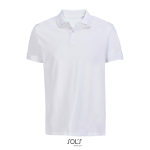 Men’s combed cotton polo, short sleeve, 2 buttons white colour ninth view