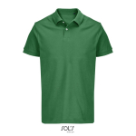 Men’s combed cotton polo, short sleeve, 2 buttons green colour eighth view