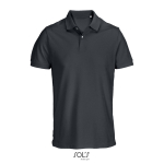 Men’s combed cotton polo, short sleeve, 2 buttons dark grey colour
