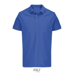 Men’s combed cotton polo, short sleeve, 2 buttons royal blue colour third view