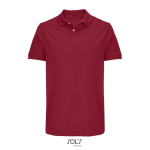 Men’s combed cotton polo, short sleeve, 2 buttons dark red colour
