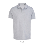 Men’s combed cotton polo, short sleeve, 2 buttons light grey colour