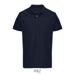 Men’s combed cotton polo, short sleeve, 2 buttons navy-blue colour