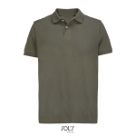Men’s combed cotton polo, short sleeve, 2 buttons military green colour