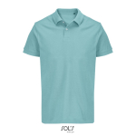 Men’s combed cotton polo, short sleeve, 2 buttons light blue colour