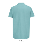 Men’s combed cotton polo, short sleeve, 2 buttons light blue colour rear view