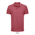 Men’s combed cotton polo, short sleeve, 2 buttons coral colour