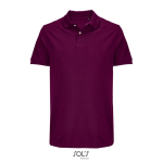 Men’s combed cotton polo, short sleeve, 2 buttons garnet colour second view