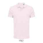 Men’s combed cotton polo, short sleeve, 2 buttons pastel pink colour