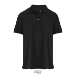 Women’s combed cotton polo, short sleeve, 3 buttons black colour
