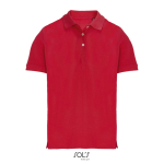 Women’s combed cotton polo, short sleeve, 3 buttons red colour fifth view