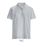 Women’s combed cotton polo, short sleeve, 3 buttons grey colour eighth view