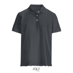 Women’s combed cotton polo, short sleeve, 3 buttons dark grey colour