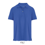 Women’s combed cotton polo, short sleeve, 3 buttons royal blue colour third view