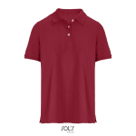Women’s combed cotton polo, short sleeve, 3 buttons dark red colour