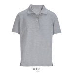 Women’s combed cotton polo, short sleeve, 3 buttons light grey colour