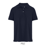Women’s combed cotton polo, short sleeve, 3 buttons navy-blue colour