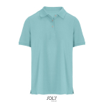 Women’s combed cotton polo, short sleeve, 3 buttons light blue colour