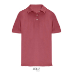 Women’s combed cotton polo, short sleeve, 3 buttons coral colour