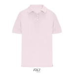 Women’s combed cotton polo, short sleeve, 3 buttons pastel pink colour