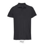 Recycled polyester sports polo, short sleeve, 3 buttons black colour