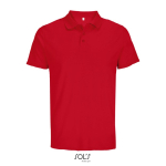 Recycled polyester sports polo, short sleeve, 3 buttons red colour fifth view