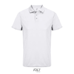 Recycled polyester sports polo, short sleeve, 3 buttons white colour ninth view