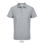 Recycled polyester sports polo, short sleeve, 3 buttons grey colour eighth view