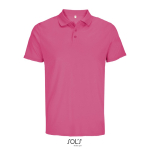 Recycled polyester sports polo, short sleeve, 3 buttons pink colour tenth view