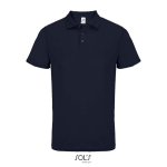 Recycled polyester sports polo, short sleeve, 3 buttons navy-blue colour
