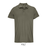 Recycled polyester sports polo, short sleeve, 3 buttons military green colour